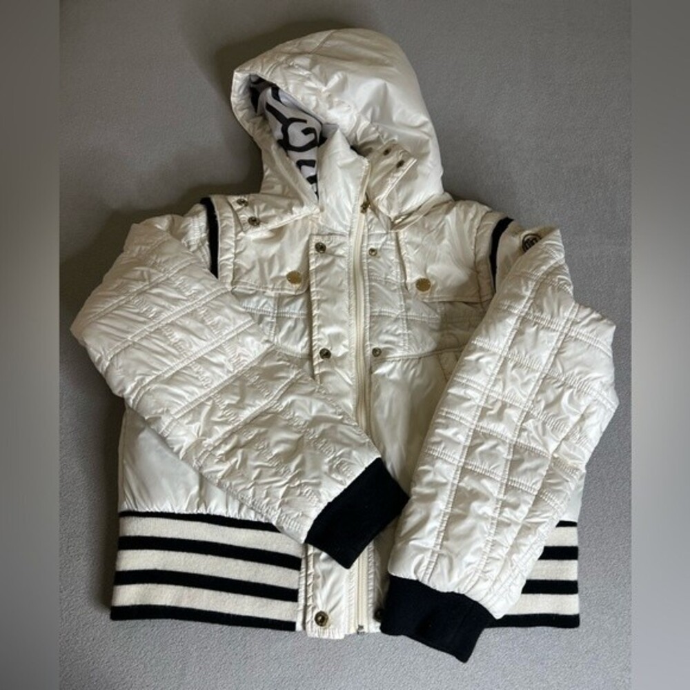 CooGi Women Size XL Two in One puffer removable sleeves bomber hooded jacket